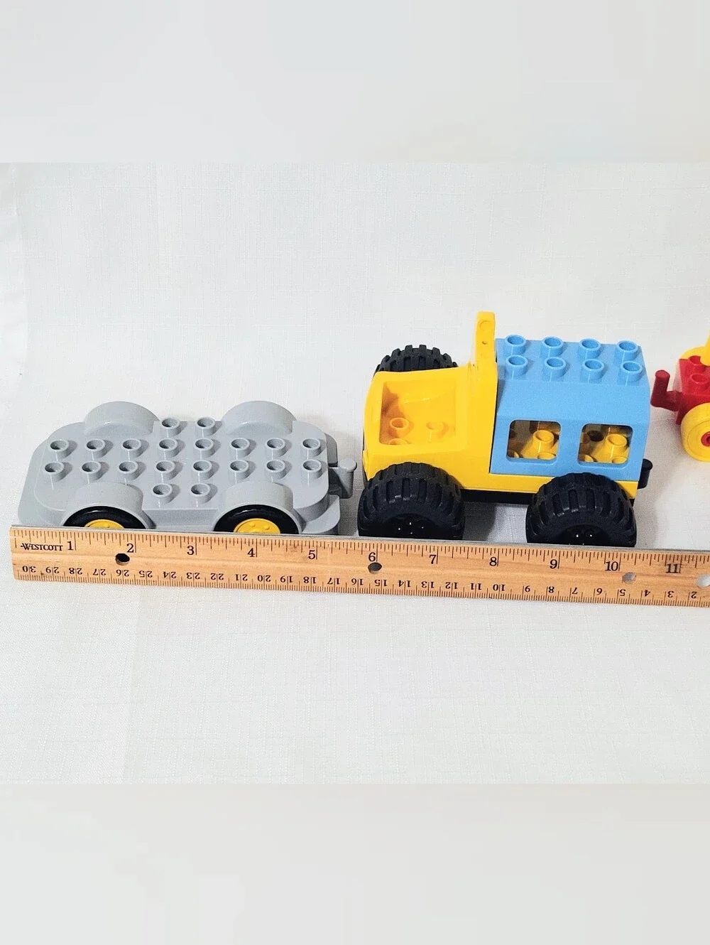8 Lego Duplo Vehicle Lot - 2 Car Chassis 5 Train Chassis & Spiderman Motorcycle